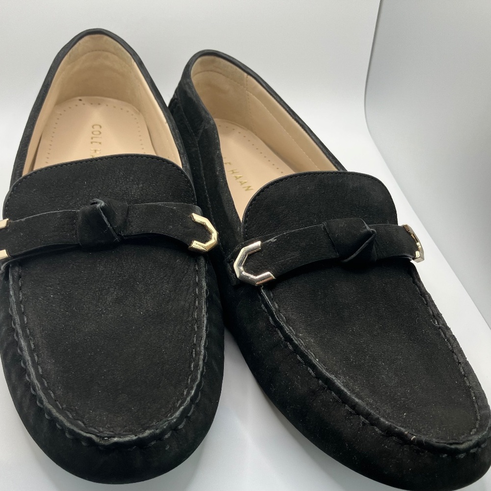 Cole Haan Evelyn Bow Driver  Women’s Loafers Gold Tipped Knot